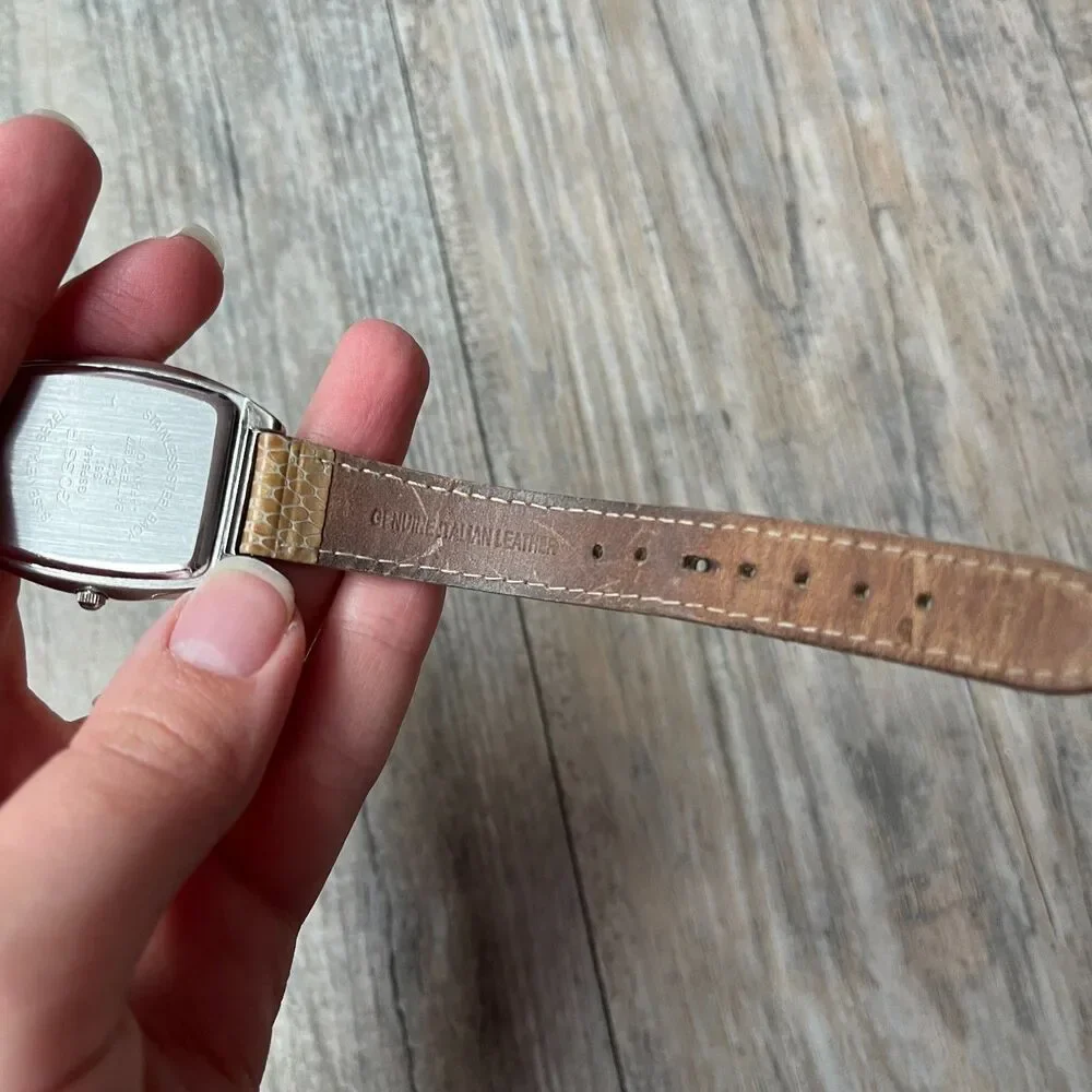 Vintage Leather Watch Women's Small Old Money Dainty Square Chain 20s Antique